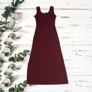 Fashion Nova Red Ribbed Bodycon Midi Dress